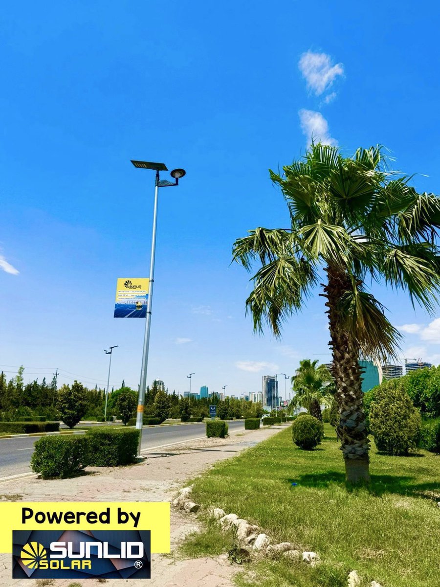 The sun shines bright on the city of #Erbil Cutting-edge #solar smart lights, powered by SUNLID SOLAR and made possible by H.E. PM <a href="/masrourbarzani/">Masrour Barzani</a> forward-thinking #vision, are now illuminating the streets. Join us in the fight against #ClimateChange #Kurdistan #Iraq #GoSolar 🔆