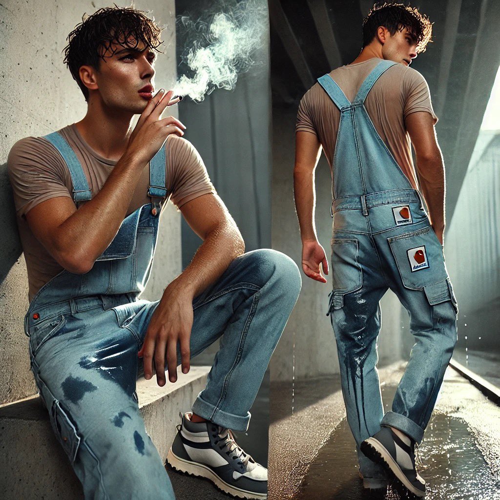 During a long day at work he decided to take a break and head outside the factory to smoke a sigarette. Meanwhile he was seated he realized he needed to pee and he just let it go on the spot. When he stand up, his ass and left leg were totally soaked but he didnt care and head