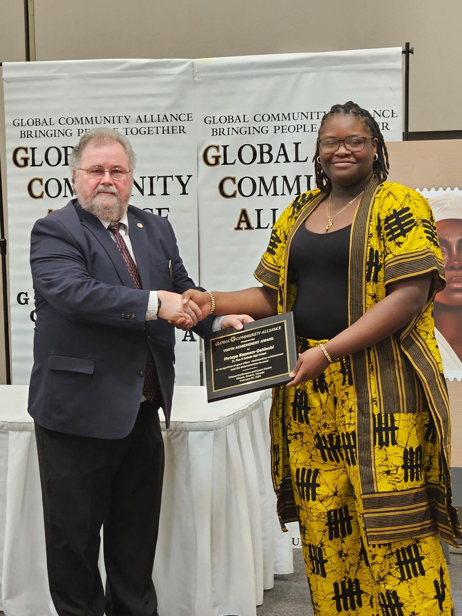 Congratulations to Ifetayo Kazeem-Oshinubi on being recognized as a 2025 GCA Youth Achievement Award recipient at the 13th Annual Global Community Alliance Gala and Award Ceremony.  As a dedicated student leader at St. Pius X High School, Ifetayo has demonstrated outstanding