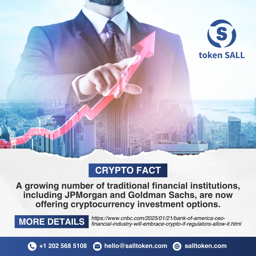 SALLtoken's tweet image. Did You Know? 💡

Major players like JPMorgan and Goldman Sachs are diving into crypto, offering investment options that bridge traditional finance and digital assets. 

The future of finance is evolving—are you ready to adapt? 🚀