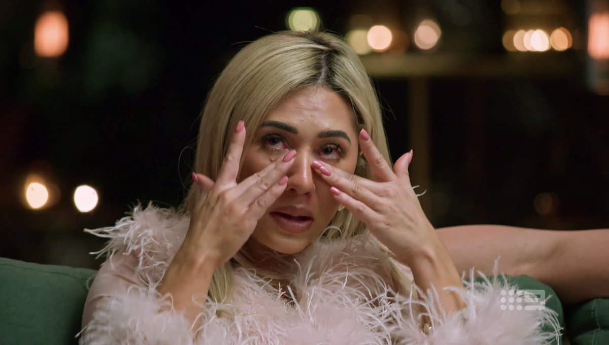 My heart broke seeing #Ahwina react like this to #Dave standing up for/defending her integrity. 🥰 

#Adrian is abusive and the show should overrule his stay by throwing him out. #MAFS #MAFSAU
