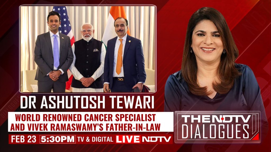 NDTV (@ndtv) on Twitter photo Coming up at 5:30 pm: #TheNDTVDialogues | @soniandtv speaks to Dr Ashutosh Tewari, cancer specialist and Vivek Ramaswamy's father in law only on NDTV 24X7
<a href="/AshTewariMD/">Ash Tewari, MD</a> Coming up at 5:30 pm: #TheNDTVDialogues | @soniandtv speaks to Dr Ashutosh Tewari, cancer specialist and Vivek Ramaswamy's father in law only on NDTV 24X7
<a href="/AshTewariMD/">Ash Tewari, MD</a>