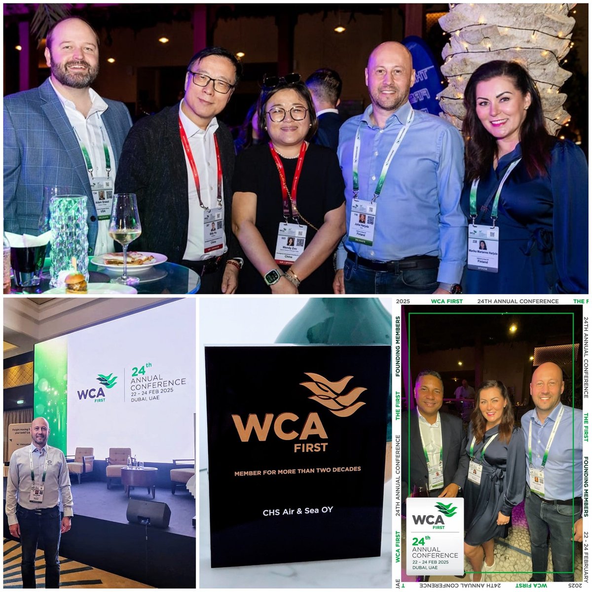 WCA First is in full speed in Dubai, bringing together long-standing original member companies to strengthen global logistics networks. CHS from Finland is glad to be part of these valuable meetings and discussions.🇫🇮
#WCAFirst2025 #CHSGroup #WCAworld  #GlobalLogistics  #Freight