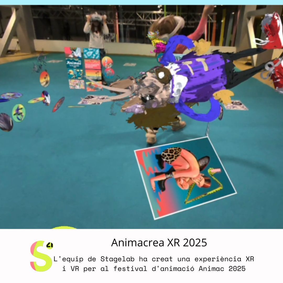 🎨✨ L’equip de Stagelab explorant mons virtuals a l’#AnimacreaXR amb ulleres VR 🥽🚀 Creativitat, rialles i tecnologia per reinventar el futur de l’art! 💡🌈 Vine a veure com la màgia digital cobra vida a l’#Animac2025! #VRExperience #Stagelab