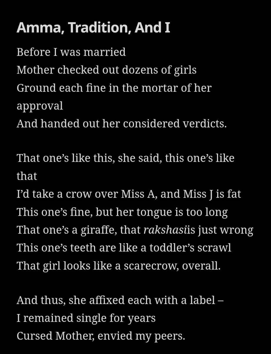 Latest joyful discovery: Nisar Ahmed's poem in Roopa Pai's translation-- Amma, Tradition and I:
scroll.in/article/960953…
