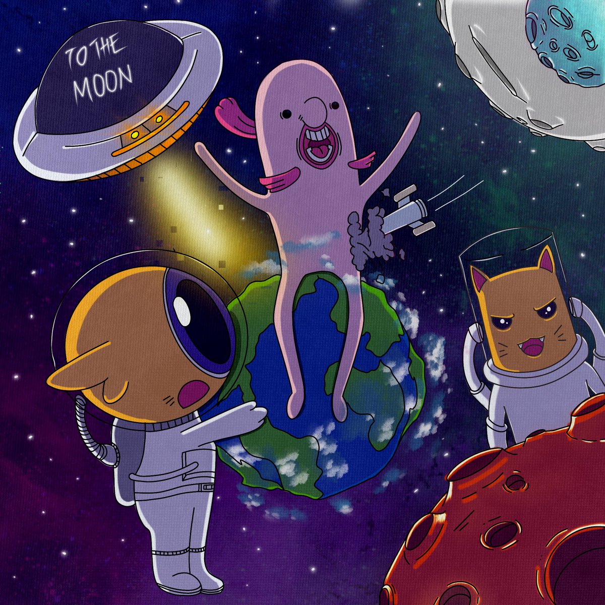 CrazyFlaming's tweet photo. After so long, the artist in me has finally returned!

I didn't expect to be digital drawing again, and of course, the first piece had to be with the gang!

How did I do?🥹
 @blue_clarity @chefgoose @nobsfud @fullportmo https://t.co/GwOWlDit4p