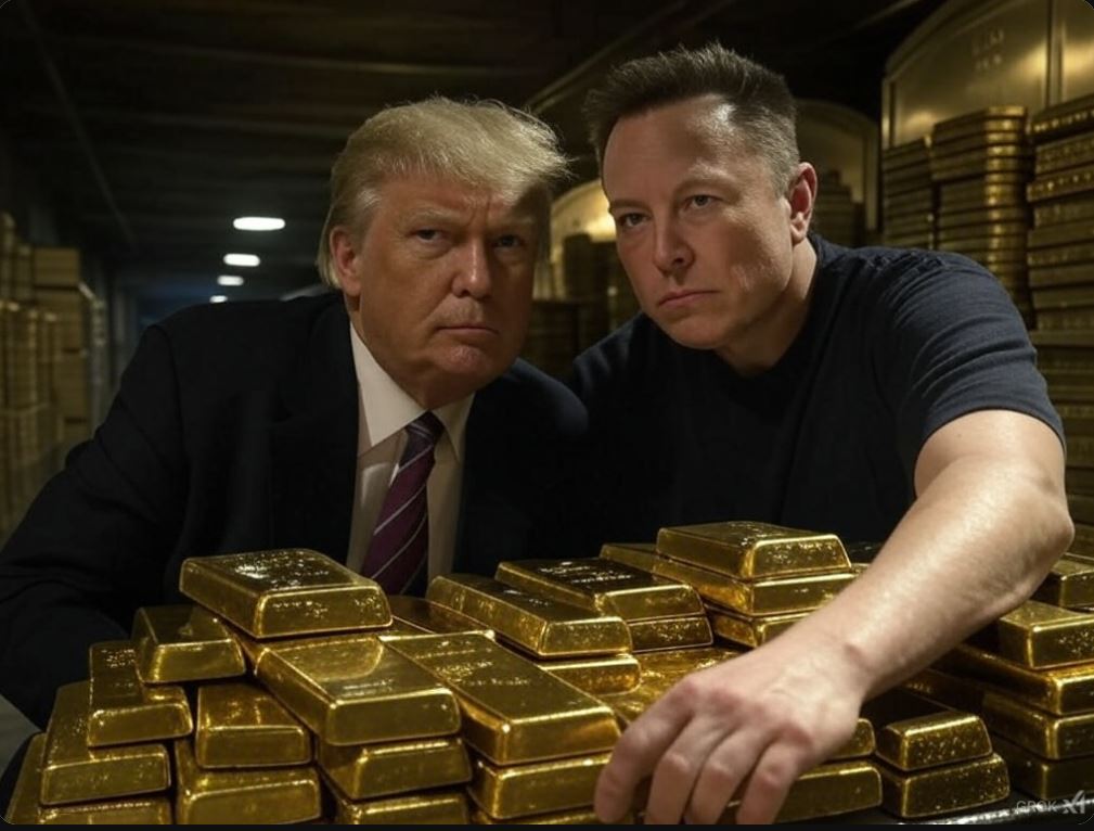 I heard a rumour that the gold at Fort Knox has gone missing. Here is an AI pic of the two prime thieves in the US.