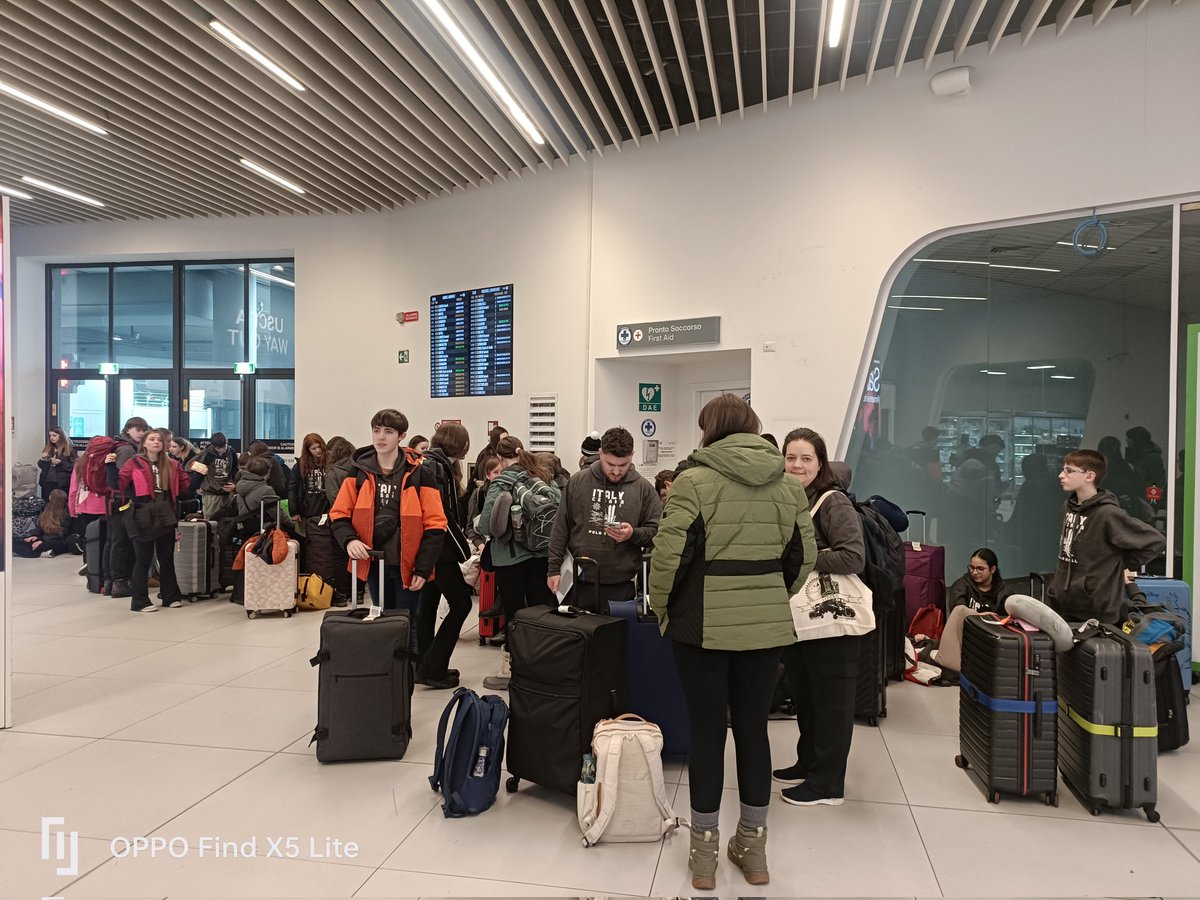 After a very late, or was it early start? <a href="/PolamHallSchool/">Polam Hall</a> have arrived in Turin and are patiently waiting for our transfer to Cesana