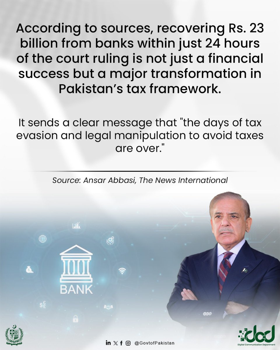 Prime Minister Muhammad Shehbaz Sharif personally led the campaign, ensuring that Pakistan's tax system becomes stronger and more just. The era of tax evasion is over