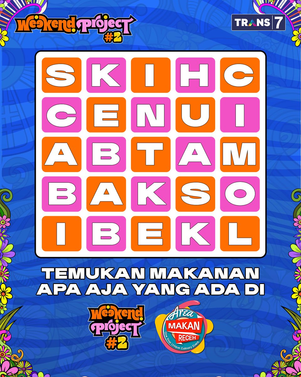 TRANS7's tweet image. Kalo yang udah eksplor semua tenant pasti tau dongg 😋 #AreaMakanReceh #WeekendProject2

🗓️ Minggu, 23 Februari 2025
⏰ 09.00 WIB (jam 08.00 buat poundfit)
🎪 Senayan Park, Jakarta
FREE ENTRY! GRATIS!! Tinggal bawa badan aja~ 😎
#WeekendProjectTRANS7 🌸🌼
•
#SoundOfLoveTRANS7…