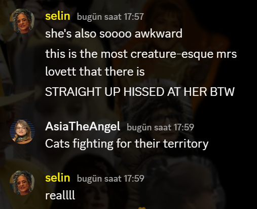 altinrobot's tweet photo. excerpts from the 2014 sweeney todd watchparty in the patti server .... https://t.co/4zQFOAlmi1