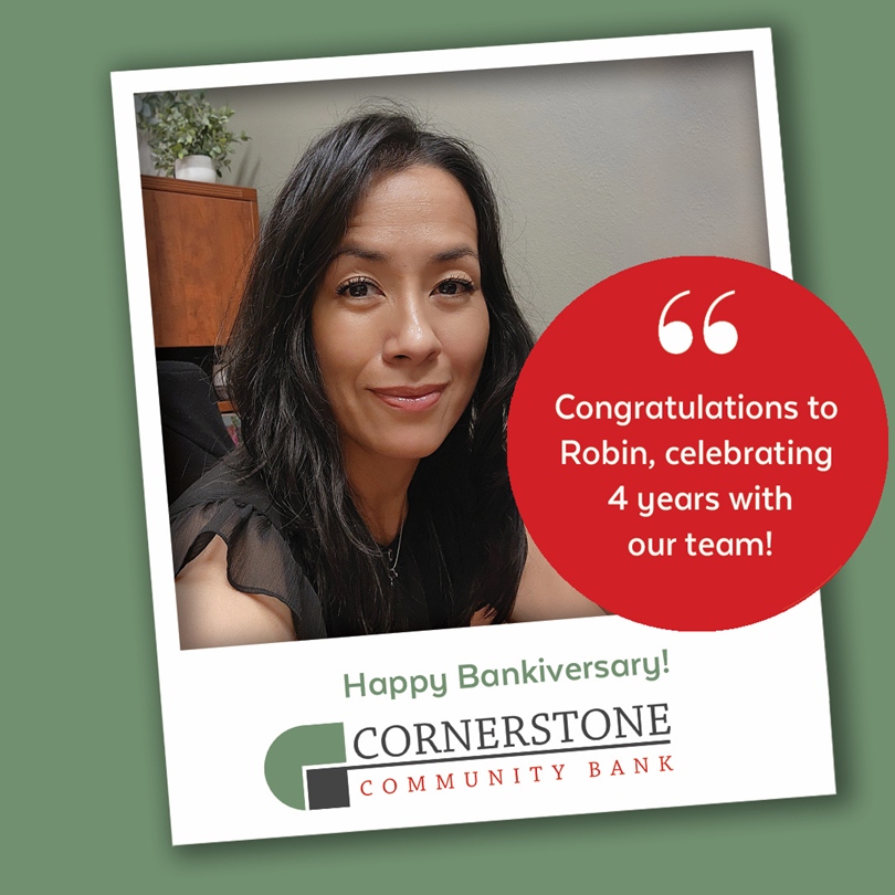 Four years of excellence! 🎉 Happy Bankiversary to Robin, who has been a valuable part of our team since 2021. Thank you for your commitment and hard work—we appreciate you! 🎊👏