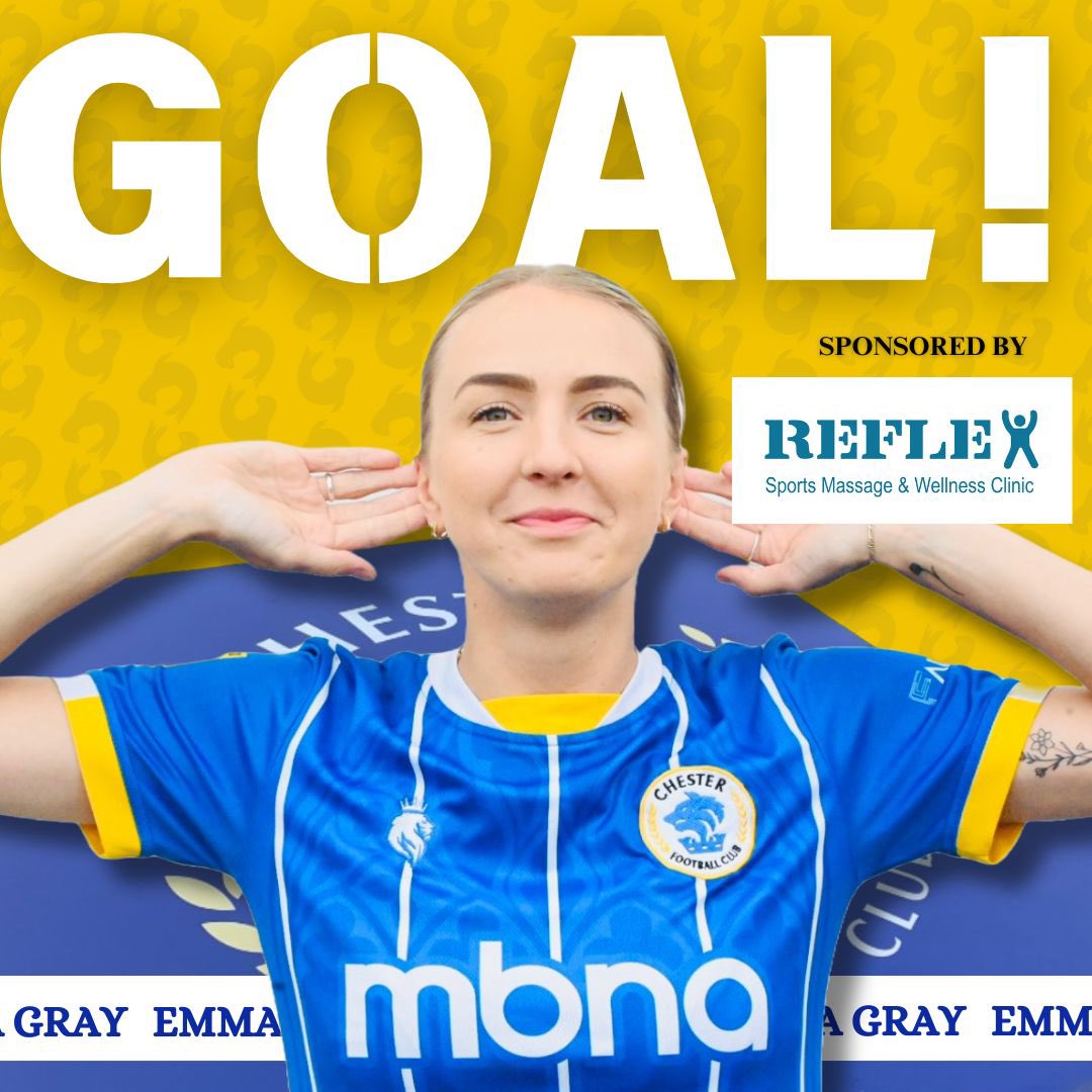 CFCWomens's tweet photo. 𝟲𝟵 | 𝗚𝗢𝗢𝗢𝗢𝗔𝗔𝗔𝗔𝗟𝗟𝗟𝗟!!!

Emma Gray smashes the ball home into the top corner to give us a two-goal cushion.

🔵 1-3 🟡

#ELLCHS | #ChesterFC | #AllOfUs 🔵⚪️ https://t.co/kqpThaII1Z