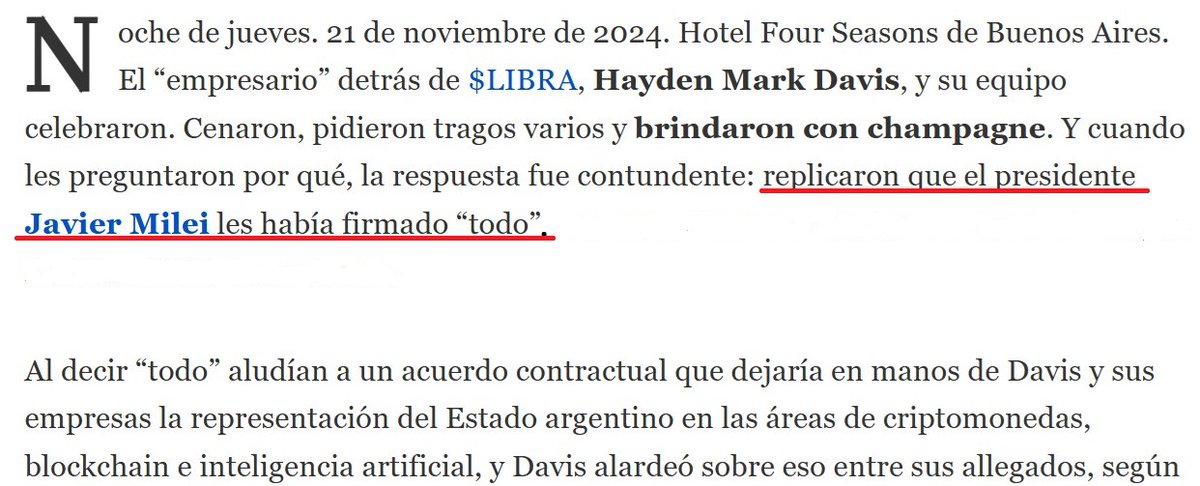 MartnPeiretti1's tweet photo. 🟥❎⚠️ Lo que te había anticipado, Javier Milei no solo sabía de la estafa Cripto, sino que fue uno de los que la organizó firmando un contrato con sus socios estafadores, contrato, según ya consta en una de las causas, fue firmado en noviembre del año pasado. Cae el tirano. https://t.co/0f4kP9CneN