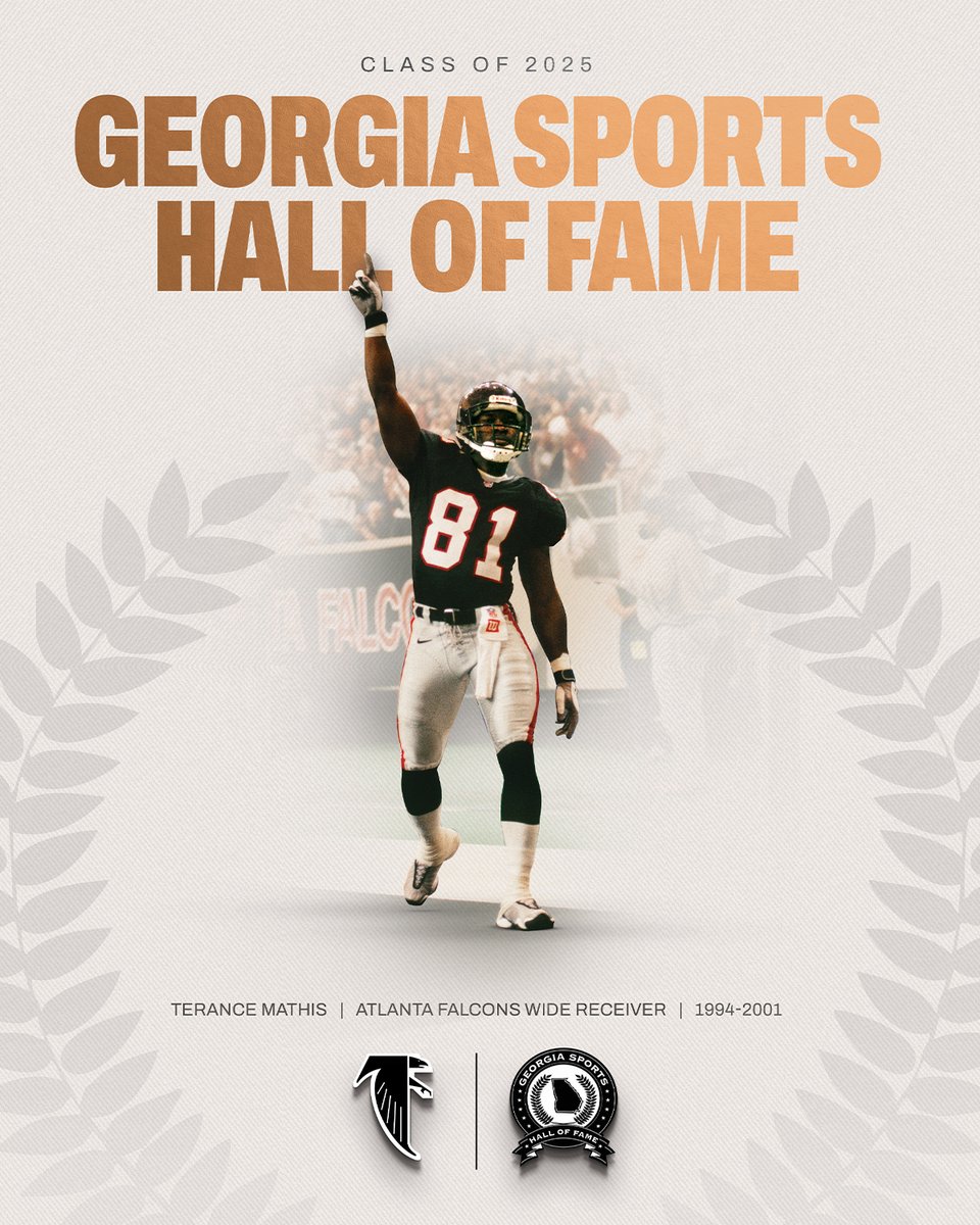 Atlanta Falcons (@atlantafalcons) on Twitter photo Georgia sports legend, <a href="/coachmathis81/">Terance Mathis</a> 🏆
Congratulations on your <a href="/GAsportsHOF/">Georgia Sports Hall of Fame</a> induction! Georgia sports legend, <a href="/coachmathis81/">Terance Mathis</a> 🏆
Congratulations on your <a href="/GAsportsHOF/">Georgia Sports Hall of Fame</a> induction!