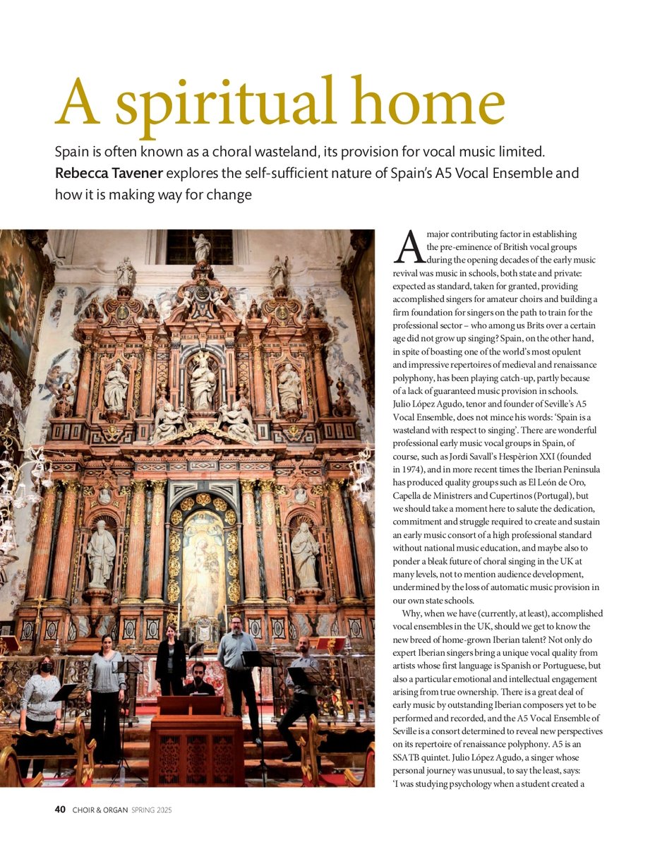 a5vocalensemble's tweet photo. La revista británica Choir &amp; Organ publica un artículo de Rebecca Tavener sobre nuestro ultimo disco "Inaudita Musica" con obras de Francisco Guerrero, y sobre nuestro trabajo de recuperación musical.

#earlymusic #franciscoguerrero #musicaantigua https://t.co/i2B2jkIPuL
