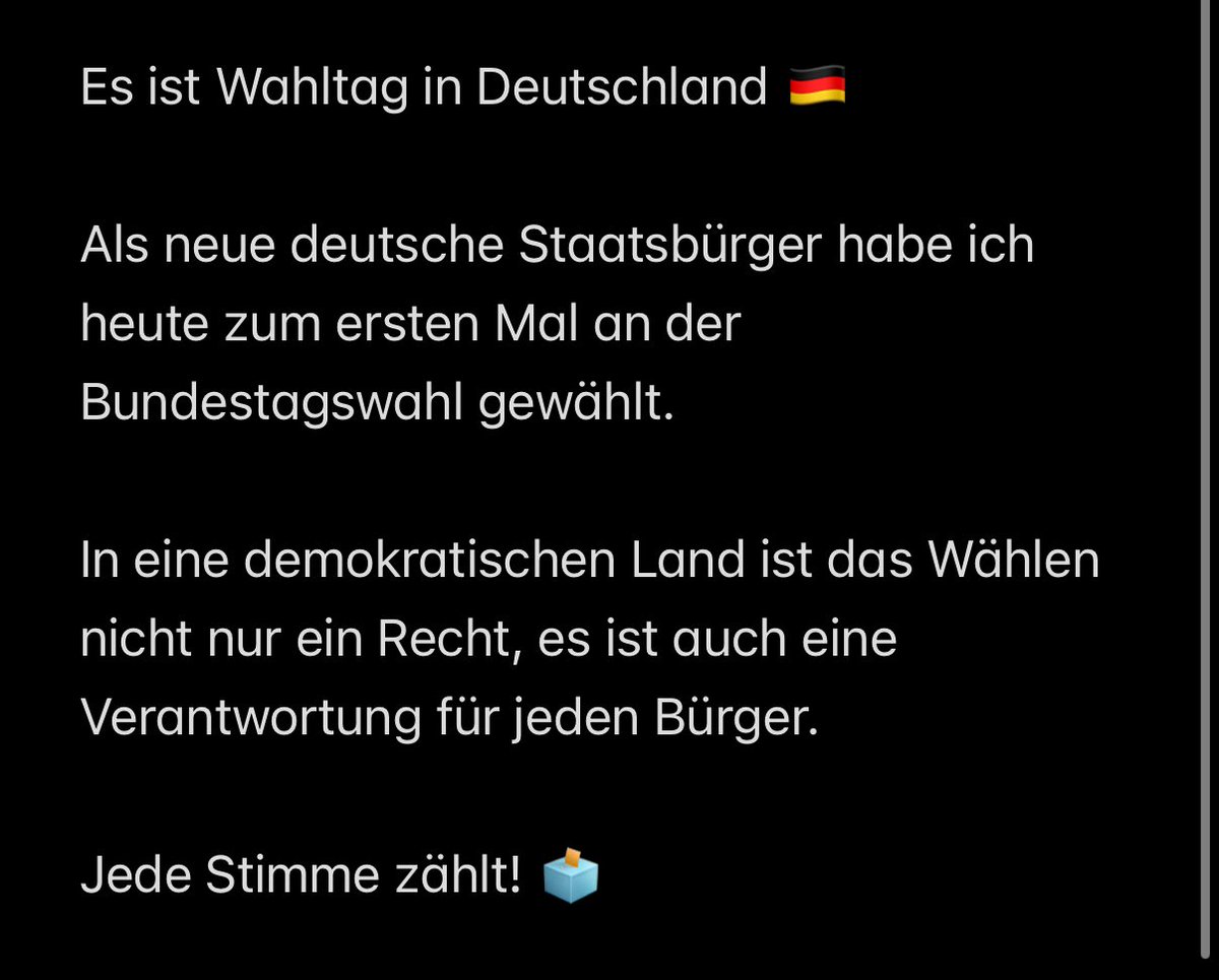 Mantosh_Richard's tweet photo. Es ist Wahltag in Deutschland 🇩🇪 Jede Stimme zählt! 🗳️

It is election day in Germany 🇩🇪 Every vote counts! 🗳️
.
.
#deutschland #bundestagswahl #wählen #demokratie https://t.co/0oGtkDxlye