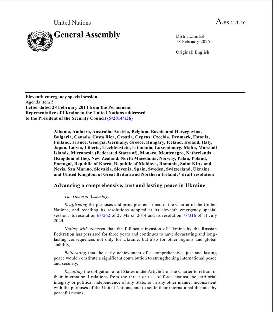Pamela Falk Correspondent United Nations (@pamelafalk) on Twitter photo ‼️Latest UKRAINE at UN Monday: U.S. <a href="/POTUS/">President Donald J. Trump</a> <a href="/SecRubio/">Secretary Marco Rubio</a> has proposed brief "The Path to Peace" Resolution for both the U.N. Security Council and the General Assembly and is encouraging nations to withdraw the proposed General Assembly Resolution (docs.un.org/en/A/ES-11/L.10) ~ Timing of ‼️Latest UKRAINE at UN Monday: U.S. <a href="/POTUS/">President Donald J. Trump</a> <a href="/SecRubio/">Secretary Marco Rubio</a> has proposed brief "The Path to Peace" Resolution for both the U.N. Security Council and the General Assembly and is encouraging nations to withdraw the proposed General Assembly Resolution (docs.un.org/en/A/ES-11/L.10) ~ Timing of