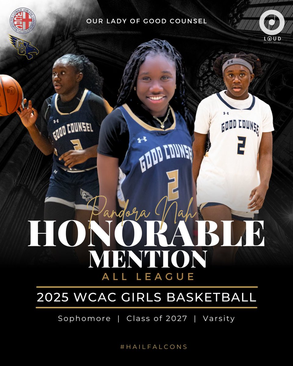 🗣️ WCAC 2025 EOY RECOGNITION : 2027 G Pandora Nah of Good Counsel • Honorable Mention 🏅All League

CONGRATULATION IS IN ORDER!!

#HAILFALCONS 🦅

#LOUD 🎙️