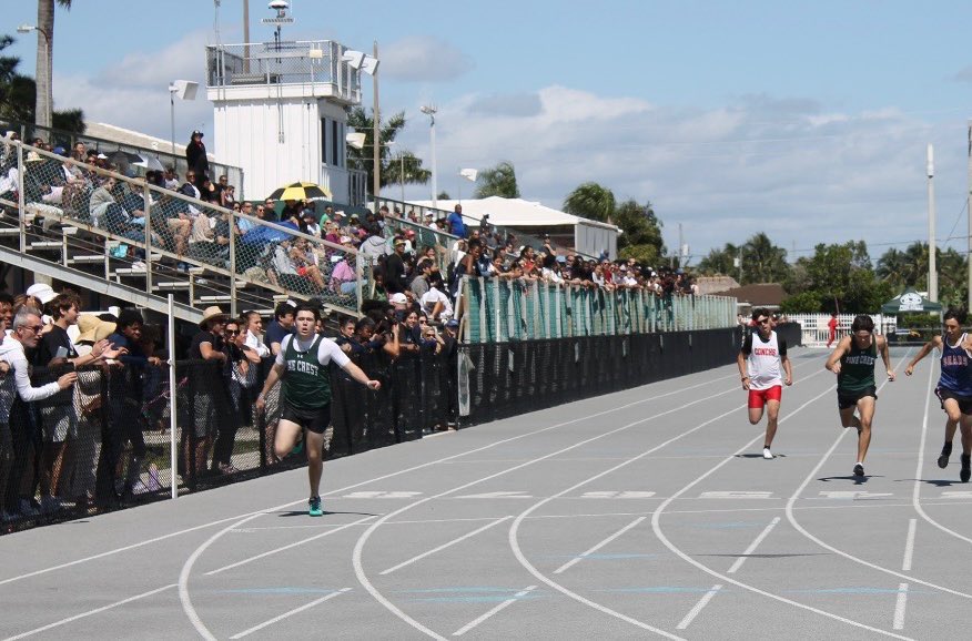 Taking 1st in my 400M heat yesterday. First meet of the year.