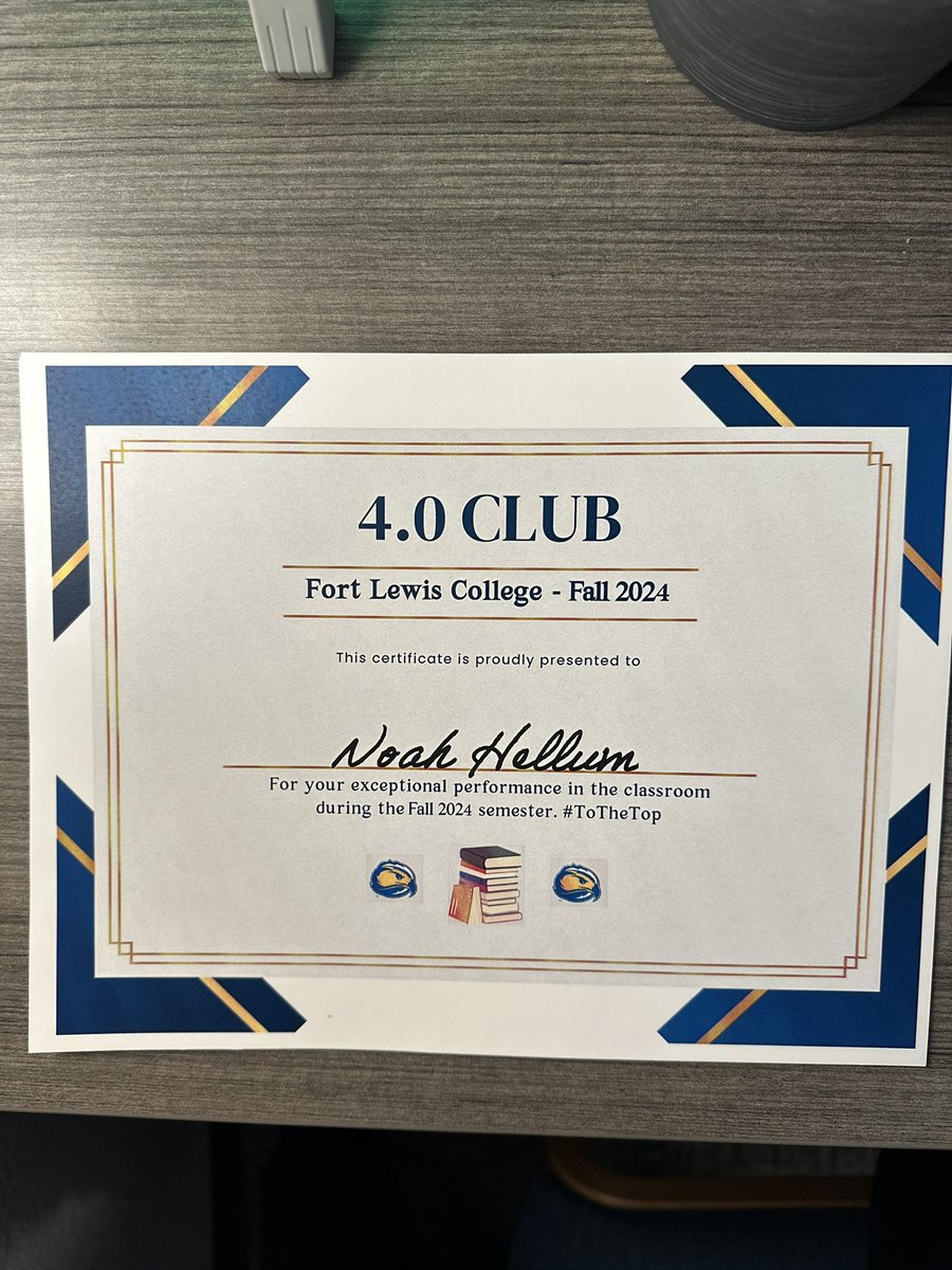 Grades matter! 

Big shoutout to Noah on his 4.0 during the Fall 24 term. 

Good work kid!