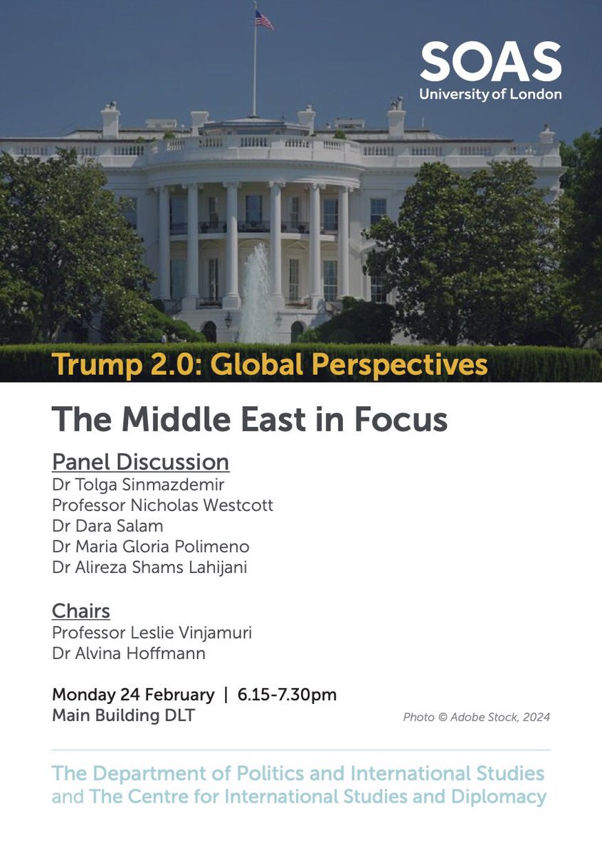 Dara Salam (@dara_salam) on Twitter photo Join us for this timely discussion on #Trump 2.0: Global perspectives: The #MiddleEast in focus. It will be held <a href="/SOASpress/">SOAS Press Office</a> <a href="/SOASpolitics/">SOAS Politics</a> on Monday 24 February. Open to all Join us for this timely discussion on #Trump 2.0: Global perspectives: The #MiddleEast in focus. It will be held <a href="/SOASpress/">SOAS Press Office</a> <a href="/SOASpolitics/">SOAS Politics</a> on Monday 24 February. Open to all