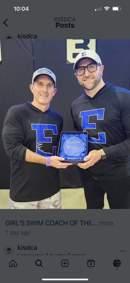 athleticsEHS's tweet image. Congratulations to our Swim Coaches, Mike Heuke and TJ Lechner who  were both recognized as Coaches of the Year for Boys and Girls Swimming at the KHSAA State Meet this weekend. #FlyEastern