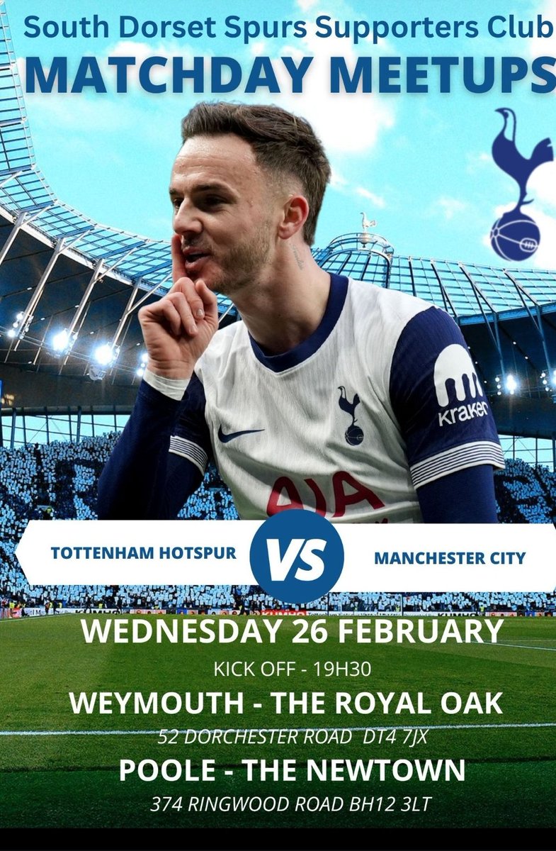 If you can't make the game on Wednesday,  there are a couple of places in Dorset where you can watch with like minded Spurs