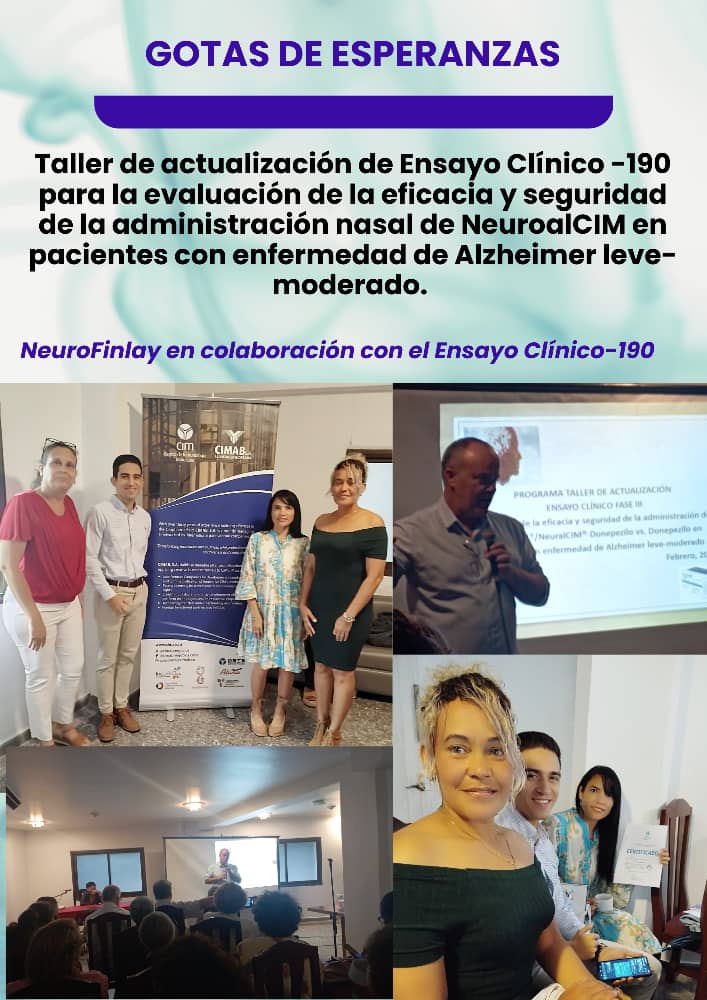 ¡Neurofinlay presente en la vanguardia de la ciencia! 🔬

 Nuestra participación en el Taller de Actualización del ensayo clínico 190 es un paso más en la lucha contra el Alzheimer. 🧠 
 ¡Seguimos comprometidos con la salud y el bienestar! 
#CubaPorLaSalud