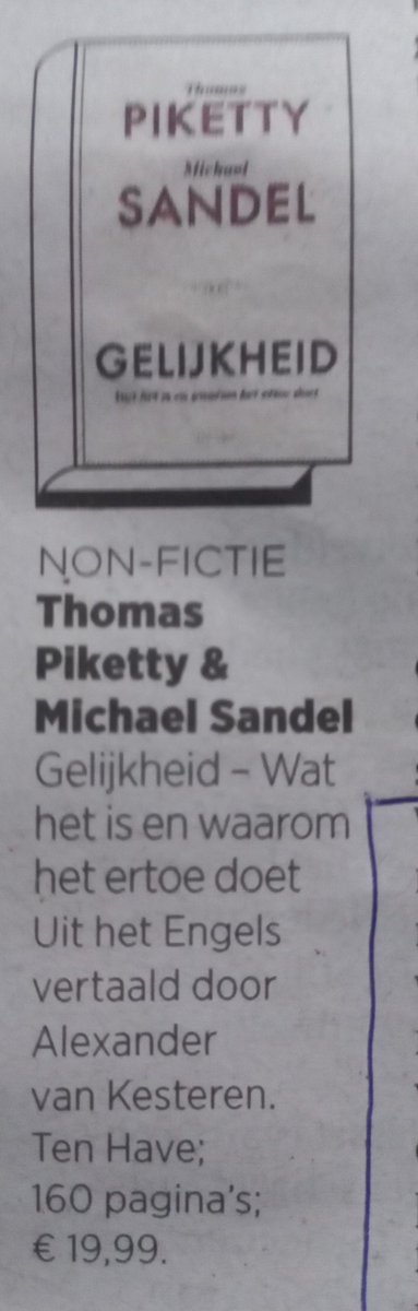 Michael Sandel in vk over gelijkheid, nav boekje: