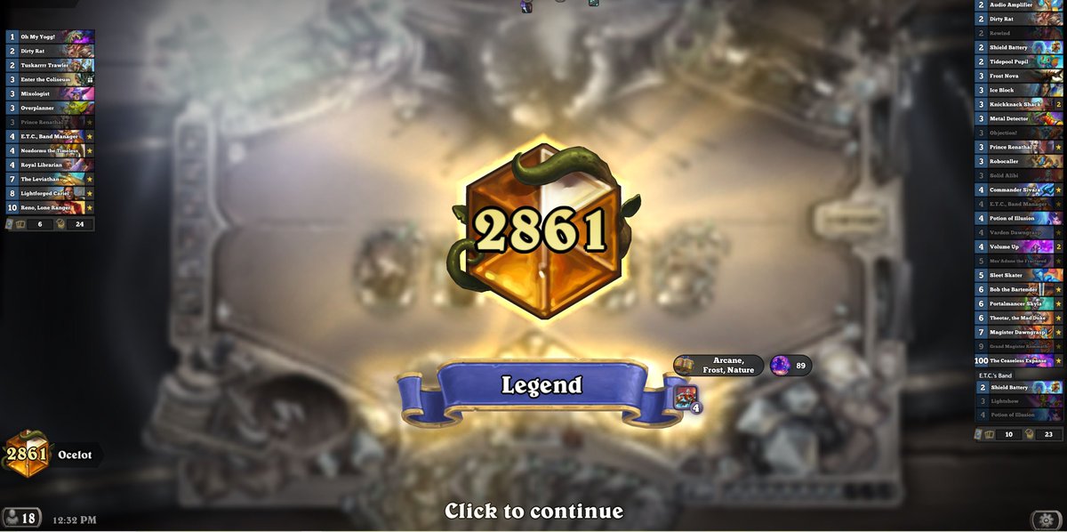 Ocelot_HS's tweet photo. Yay, 10* EU Wild Legend once more! ☺️
Mostly used Hostage Mage (sorry, getting close to 1000 mage wins).
Some stats provided, but these are not definite as I play on multiple devices. https://t.co/bDRHfiHWMR