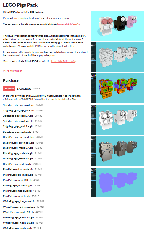 DBR3Dmodels's tweet photo. 🎉 Exciting Update! 🎉Check out our 3D models bundle "LEGO Pigs Pack" with brand new 8K textures! 🐷✨
https://t.co/9eagUZJV1G

#legoanimals #gameassets #8KTextures #GameDev #itchio #3D https://t.co/oZViwc3TEE