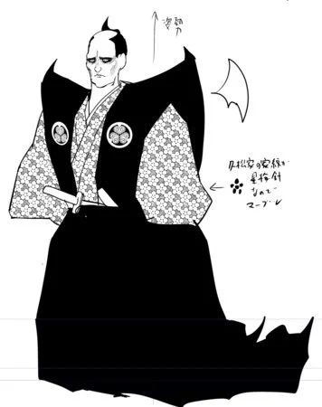 松平定信はヴィラン的立ち位置だったからそういうデザインにしたけど田沼意次と年齢差が大きく、久松松平家を継ぐまで(継いでも)実家の田安家をあんまり離れず、江戸城に裃姿で出る機会がなく、デザイン気に入ってたけどほぼ廃案になって悲しい。ツノも。
将軍になり損ねて目が葵紋ってのは残った。 