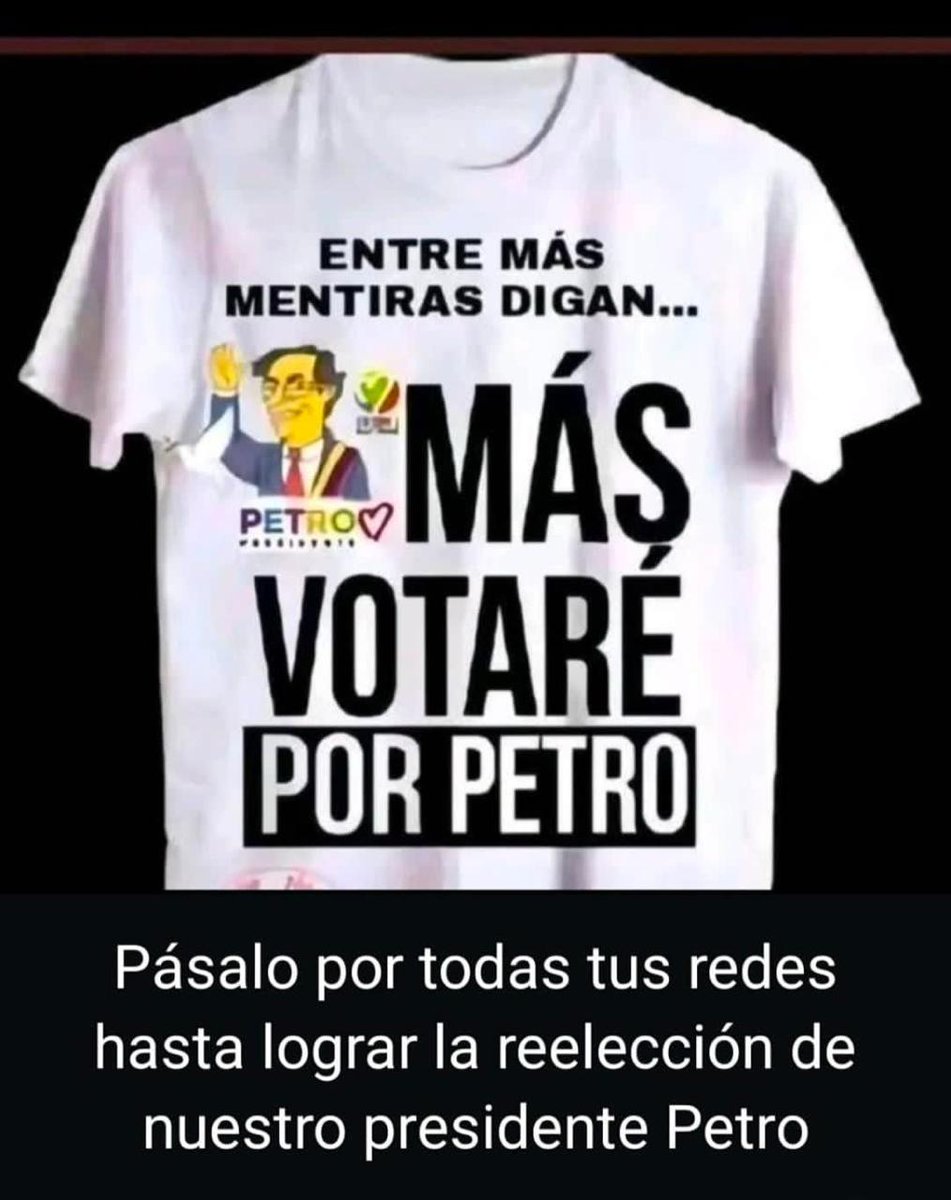 <a href="/petrogustavo/">Gustavo Petro</a> Soy una viejita de 62 años, toda mi vida he sido rebelde y he defendido mis derechos y los de los más débiles. Te amo mi Presidente, eres lo mejor que le ha pasado a este pobre país, exprimido por narco genocidas y corruptos. El pueblo quiere la reelección!!