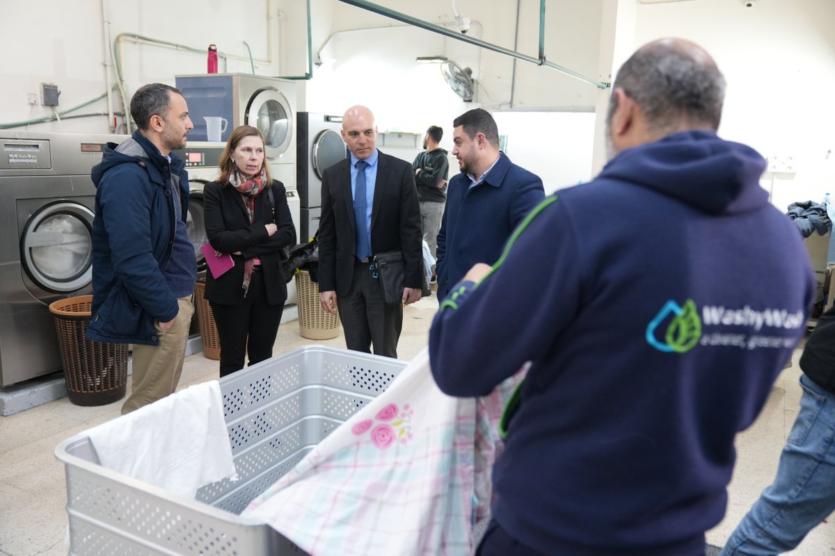 EBRD's tweet photo. Our @GMBiery &amp; @EUinJordan Ambassador visited some of our impactful clients @WashyWashCo &amp; Al Murjan Canned Food Company in Jordan. 

Supported by the EU &amp; @theGCF, our GEFF programme helped the companies to boost their operations' sustainability and energy efficiency. https://t.co/yqSvhXwx6M