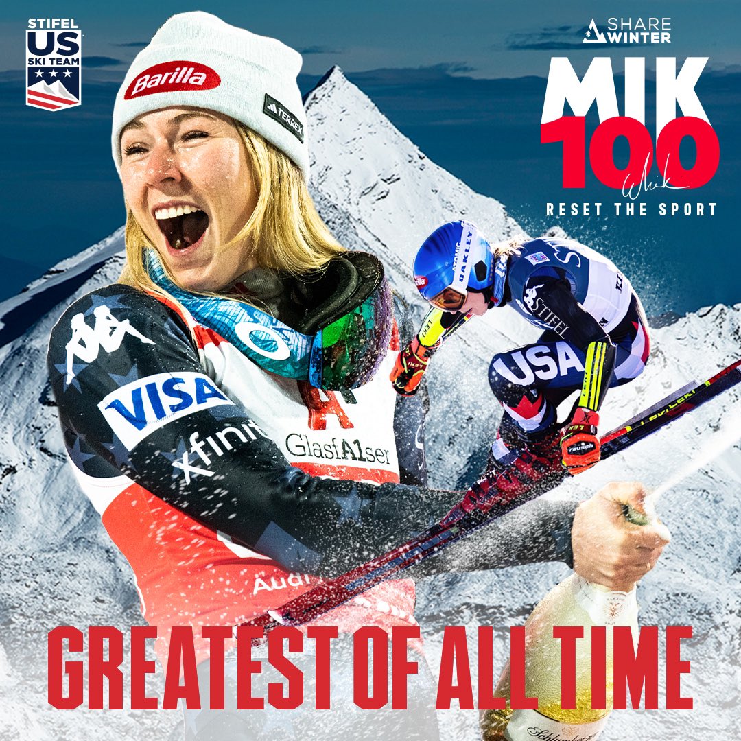 💯 SHE DID IT!!! 100 WINS!! #MIK100 💯

@mikaelashiffrin gets her centennial World Cup victory in the Sestriere slalom! Just 2.5 months after she was out due to injury 🤯 She. Is. Fearless. 

#stifelusskiteam
