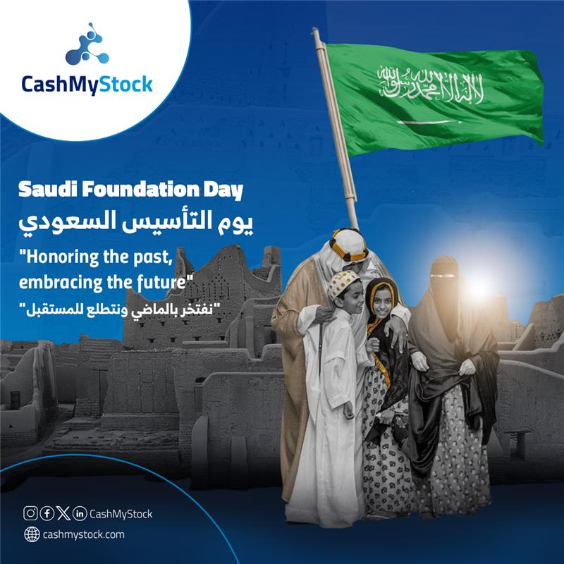 CashMyStock's tweet photo. Happy Saudi Foundation Day! 🇸🇦 Celebrating the Kingdom’s strength, vision, and progress! At Cash My Stock, we honor this spirit by helping businesses optimize inventory and seize new opportunities. Here’s to continued growth and success!   #saudifoundationday #CashMyStock #KSA https://t.co/B9bEplq7eY