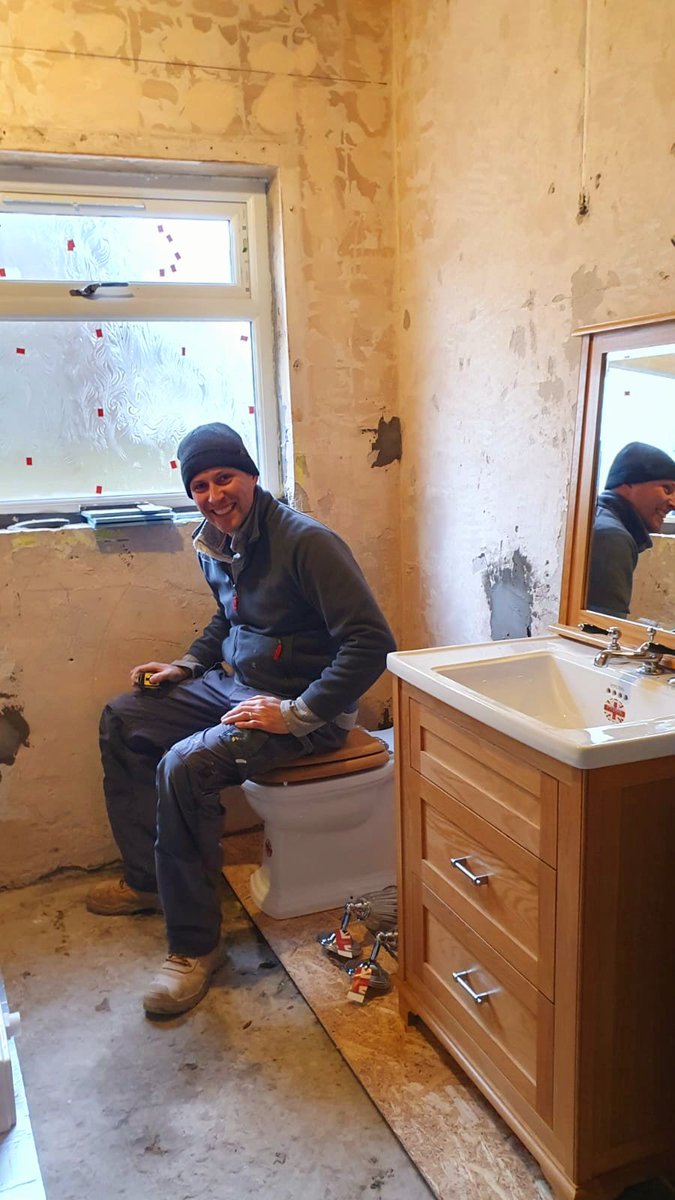 Our new bathroom is finished! We wanted to go for a rustic, deconstructed design...

Joking. Of course we are nowhere near finished on anything in our new house. A complete refurbishment is NOT for the faint-hearted!