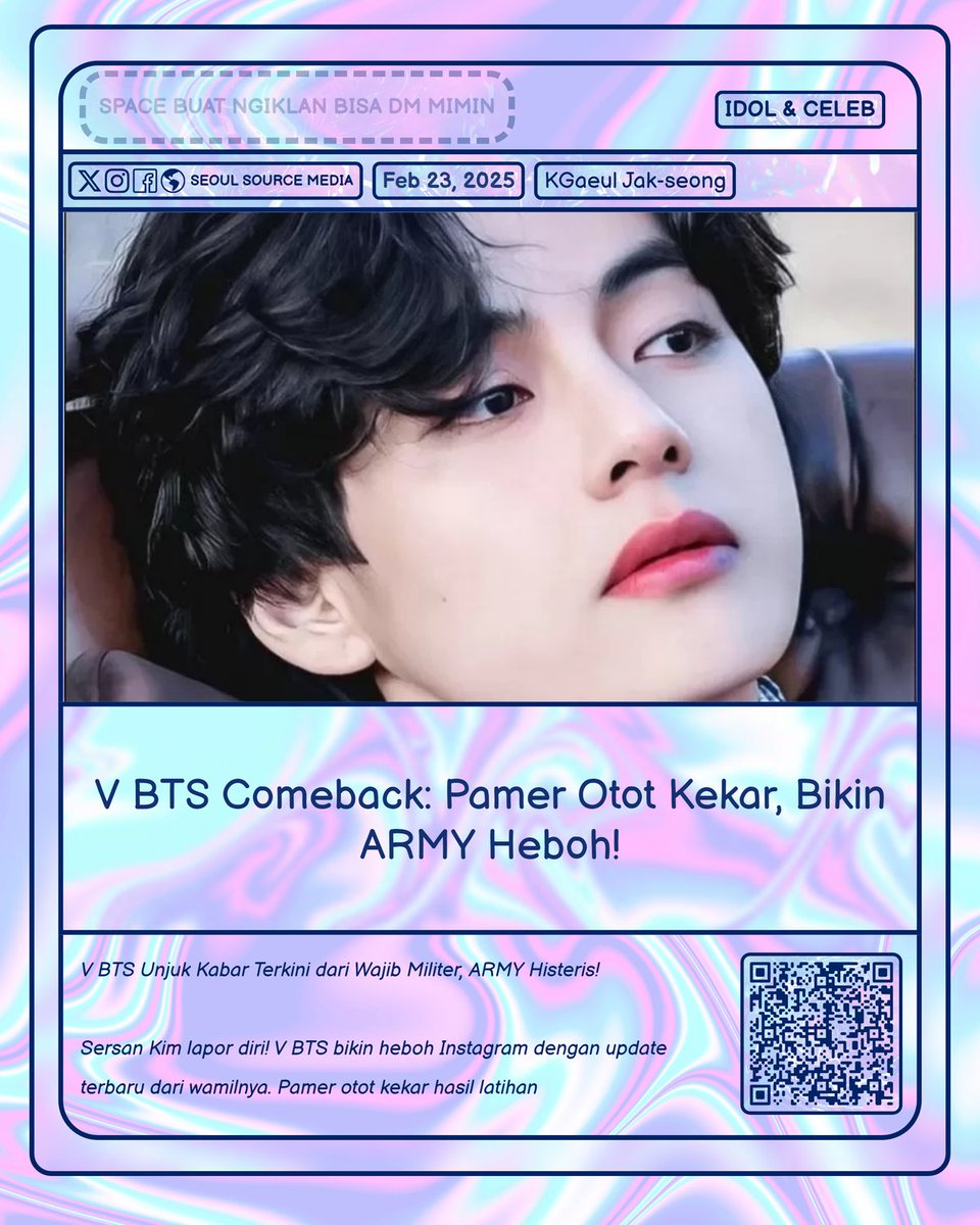 kpopdankdramaid's tweet photo. V BTS Pamer Otot Kekar di Instagram, #SergeantKim Lapor Diri: "D-107, Siap Jumpa ARMY dengan Sehat!" #VBTS #Weverse #InstagramUpdate #TrendingTopic
Selengkapnya https://t.co/gdjCKOtx9M
-K.Gaeul https://t.co/uix8dOgI4Q