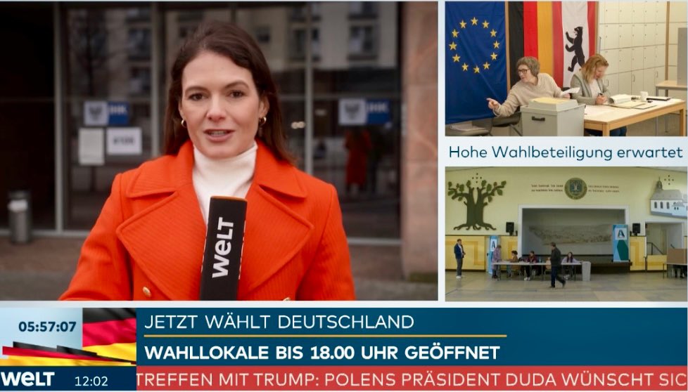 Christina Lewinsky (@ch_lewinsky) on Twitter photo Happy Electionday! 🗳️Ab 16 Uhr gibt es alle Zahlen u. Analysen live in unserer Sondersendung bei <a href="/welt/">WELT</a> TV - im Studio u.a. <a href="/robinalexander_/">Robin Alexander</a>, <a href="/OhmTatjana/">Tatjana Ohm</a>, <a href="/a_nnaschneider/">Anna Schneider</a>
Im Anschluss folgt das WELT Talk Spezial mit Chefredakteur <a href="/JPBurgard/">Jan Philipp Burgard</a> - wir freuen uns, wenn Ihr dabei seid! Happy Electionday! 🗳️Ab 16 Uhr gibt es alle Zahlen u. Analysen live in unserer Sondersendung bei <a href="/welt/">WELT</a> TV - im Studio u.a. <a href="/robinalexander_/">Robin Alexander</a>, <a href="/OhmTatjana/">Tatjana Ohm</a>, <a href="/a_nnaschneider/">Anna Schneider</a>
Im Anschluss folgt das WELT Talk Spezial mit Chefredakteur <a href="/JPBurgard/">Jan Philipp Burgard</a> - wir freuen uns, wenn Ihr dabei seid!
