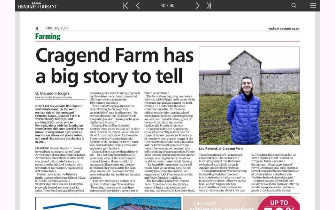 cragend's tweet photo. Thank you @hexhamcourant  for featuring us in the #farming section. 
#farminglife
#diversification 
#regen https://t.co/viKVOfPZes