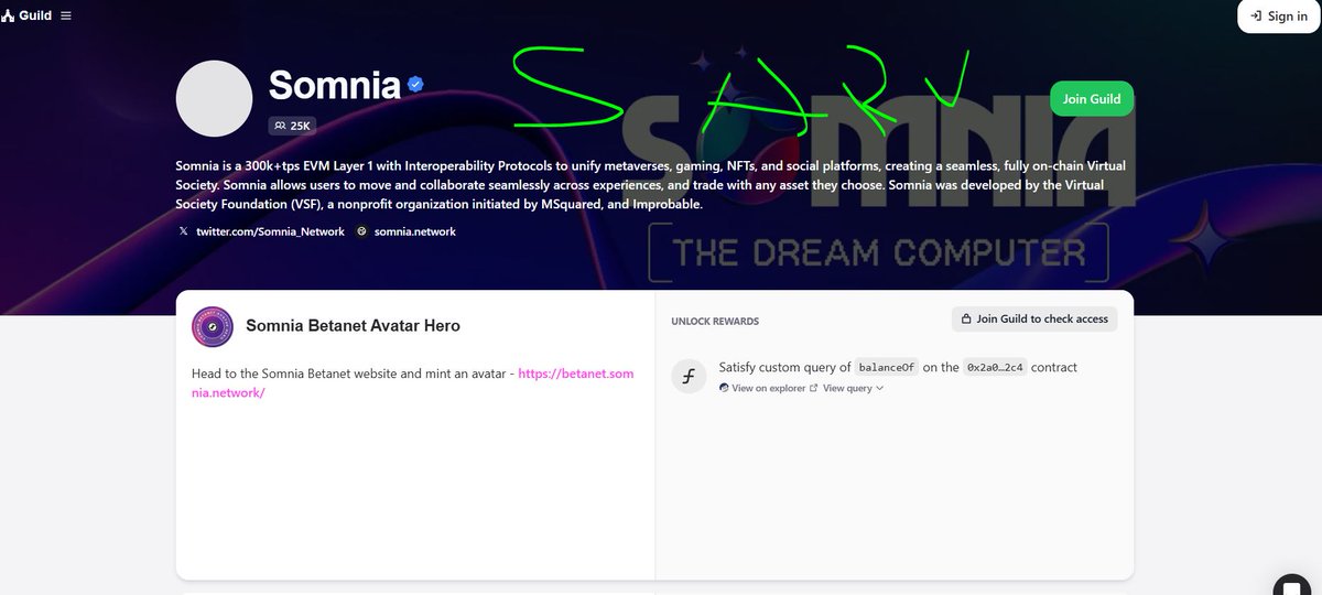 SaruCrypto's tweet photo. Tham gia testnet #Somnia Network 

Kèo này hơi lag, nên load báo lỗi thì load lại, bookmark lại rảnh lúc nào thì làm lúc đó các bác ơi.

Vào link

https://t.co/1DZUR0fQ1v

Liên kết ví Meta mask.
Sau đó kéo xuống giữa, có chỗ faucet. Bấm vào "GET STT" để lấy token $STT.

Sau khi có $STT thì chéo qua lại anh em để lấy tx ví. Dự án cho chéo, nên anh em nào X ít tương tác, thả ví xuống, Saru chéo hết nhé.

Ví Saru:

0x5425dac8206dfd044dc0de9b26d5d8fc8fe2e81d

Sau kéo xuống tuốt phía dưới, có chỗ "Go Quest" bấm vào để làm thêm các nhiệm vụ.

- Nhiệm vụ MXH: Liên kết X, DC, Tele(Tele hiện bị lỗi, bấm vào là văng ra khỏi web, nên để làm sau).

Cuối cùng là vào guild để làm nhiệm vụ.

Trong guild có rất nhiều nhiệm vụ để làm, Saru chưa làm nên chưa lên bài đc, để làm xong, có chỗ nào cần lưu ý, sẽ lên bài cho các bác cùng làm nè.

https://t.co/hs6FYPyVYi
Kèo tốn công, nhưng free, lưu lại, lúc nào rảnh làm các bác ơi!