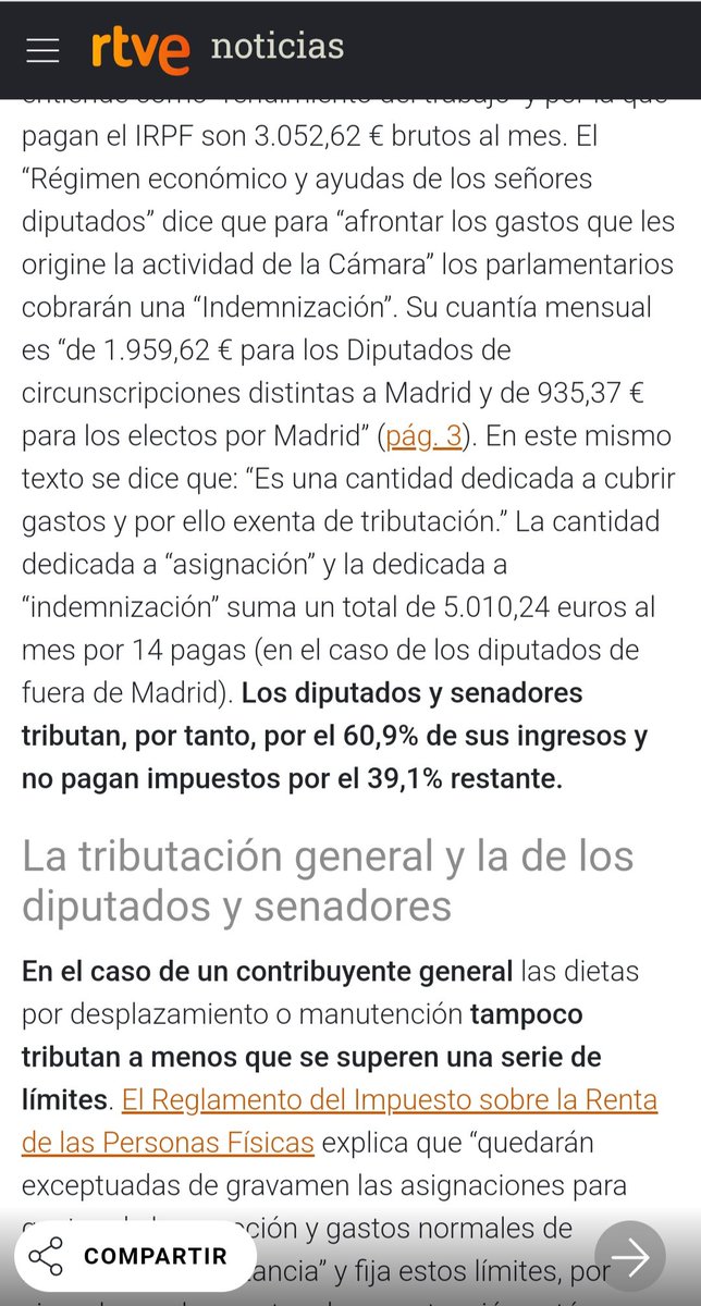 EvaGarc14446704's tweet photo. Sabíeu que els diputats i senadors no tributen per la totalitat de les seves retribucions? Només tributen pel 60.9% dels ingressos, el 39,1% està exent.

Com us quedeu? https://t.co/amZ7EnJQ59