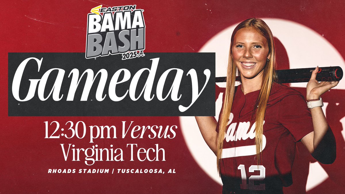 The Crimson Tide and Hokies rematch today at 12:30 to close out the Easton Bama Bash!

#Team29 #RollTide