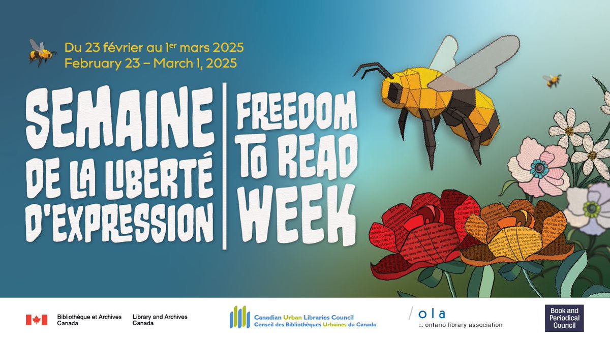 La #SemaineLibertéExpression2025 est officiellement lancée! Toute la semaine, nous vous présenterons des événements et des activités qui auront lieu un peu partout au Canada. Pour plus de détails, visitez le site  buff.ly/2S2ieSG 

#FTRW25, #FreedomToRead