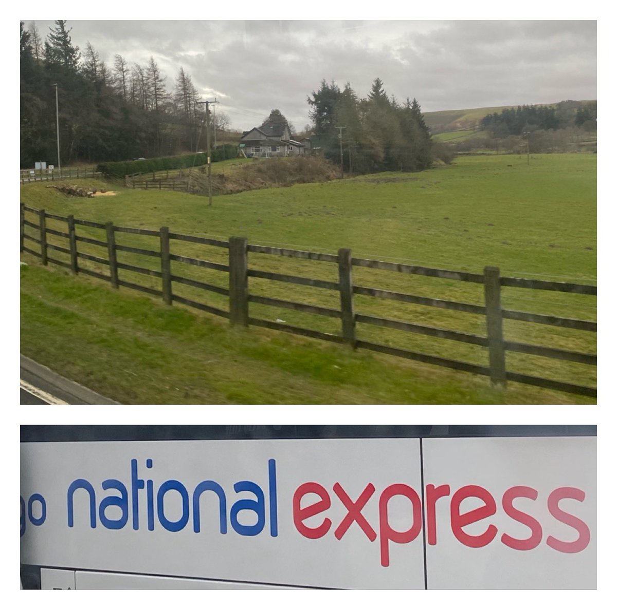 Texrus's tweet image. On @nationalexpress enjoying a day out #windough