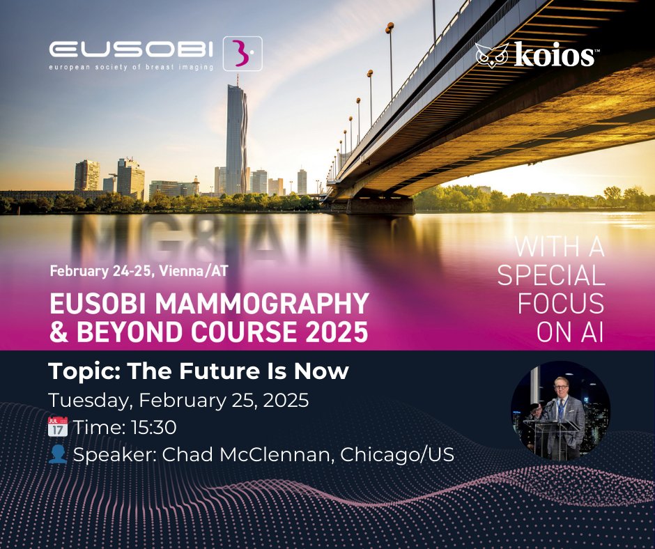 Koios Medical (@koiosmed) on Twitter photo 🚀The Future is Now! Join <a href="/ChadMcClennan/">Chad McClennan</a> of <a href="/KoiosMed/">Koios Medical</a> at the European Society of Breast Imaging (<a href="/EUSOBIyc/">EUSOBI</a>) Mammography & Beyond Course for a deep dive into Smart Ultrasound’s role in breast imaging.
📅 Time: 15:30
🎤 Topic: The Future is Now
📍 Where: EUSOBI Mammography & 🚀The Future is Now! Join <a href="/ChadMcClennan/">Chad McClennan</a> of <a href="/KoiosMed/">Koios Medical</a> at the European Society of Breast Imaging (<a href="/EUSOBIyc/">EUSOBI</a>) Mammography & Beyond Course for a deep dive into Smart Ultrasound’s role in breast imaging.
📅 Time: 15:30
🎤 Topic: The Future is Now
📍 Where: EUSOBI Mammography &