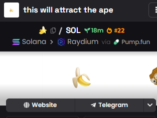 TWATACTO's tweet photo. Update on $🍌

Sol trending #1

Dex trending #22 and we haven't even paid boosts yet, think big boys.

https://t.co/M0ybsMBXGk https://t.co/DzOIymAFC2