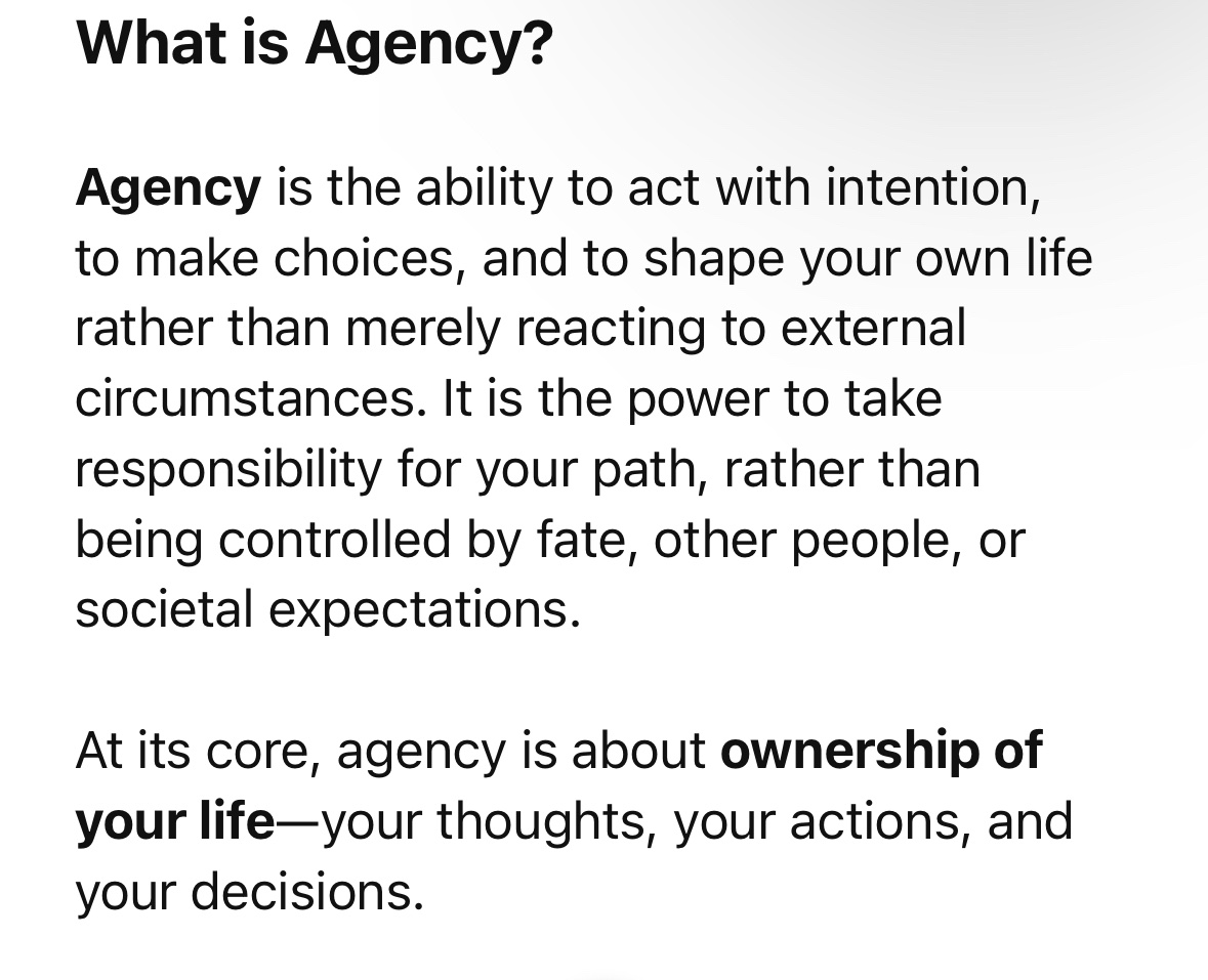 If you dedicated your sole focus to maxxing out agency 99% of your problems would solve themselves