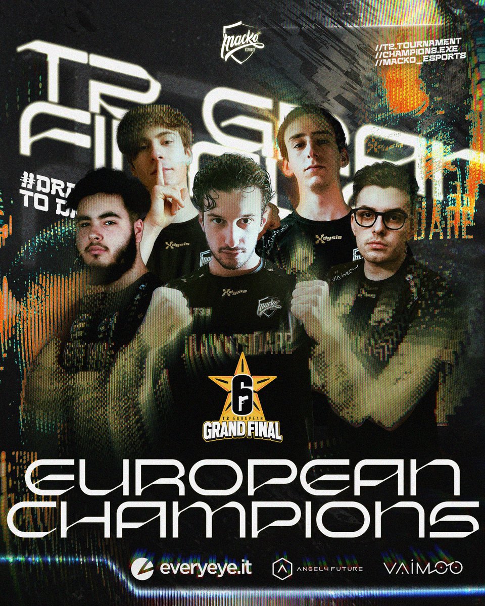 WE ARE T2 EUROPEAN CHAMPIONS 🙌⬛🟨

#DrawnToDare #Rainbow6 #T2GrandFinals